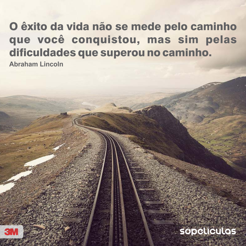 O êxito da vida não se mede pelo caminho que você conquistou, mas sim pelas dificuldades que superou no caminho. Abraham Lincoln